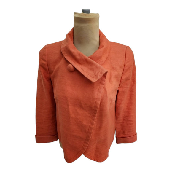 J. Crew Linen Blend Orange Blazer size 2 - Picture 1 of 7